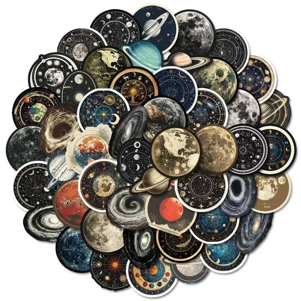 50PCS Space Station & Starry Sky Graffiti Stickers – Waterproof & DIY